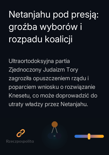 Netanjahu pod presją: groźba wyborów i rozpadu koalicji