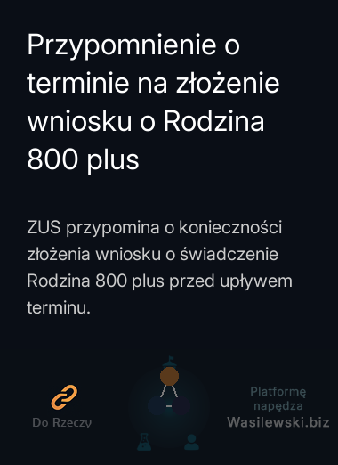 Przypomnienie o terminie na złożenie wniosku o Rodzina 800 plus