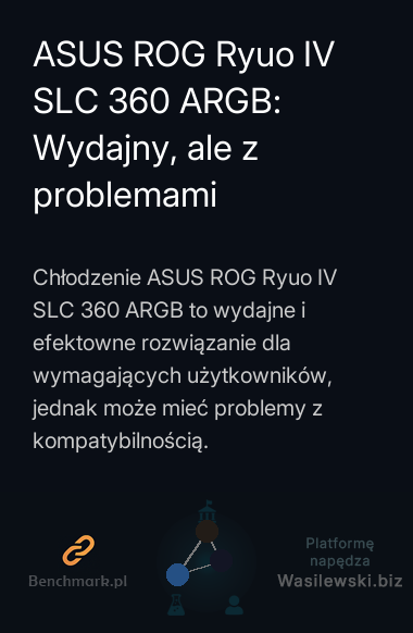 ASUS ROG Ryuo IV SLC 360 ARGB: Wydajny, ale z problemami