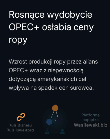 Rosnące wydobycie OPEC+ osłabia ceny ropy