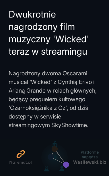 Dwukrotnie nagrodzony film muzyczny 'Wicked' teraz w streamingu